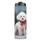 Bichon Frise Dog in Schnee Weihnachten Thermosbecher (Vorderseite)