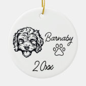 Bichon Frise Dog Individuelle Name & Year Line Art Keramik Ornament (Vorne)