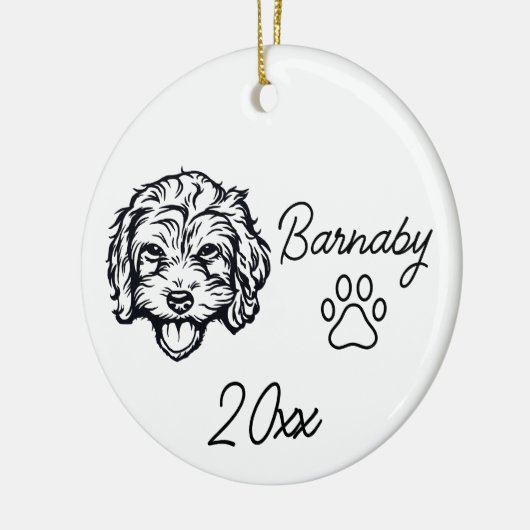 Bichon Frise Dog Individuelle Name & Year Line Art Keramik Ornament (Links)