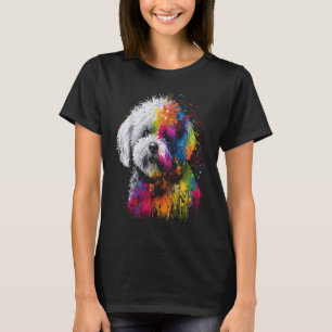 Bichon Frise Dog Malerei Wasserfarbe Farbe Colorfu T-Shirt