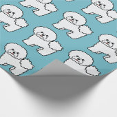 Bichon Frise Dog Muster auf blau Geschenkpapier (Ecke)