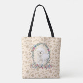 Bichon Frise Dog Paw Print & Dog Bone Niedlich  Tasche (Rückseite)