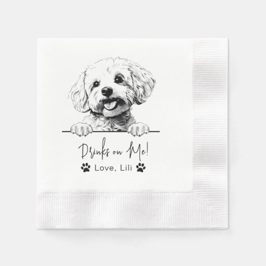 Bichon frise dog Personalisiert Drinks auf mich Serviette (Vorderseite)