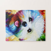 Bichon Frise Dog Portrait Akrylkkunstdruckhund Puzzle (Horizontal)
