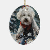 Bichon Frise Dog Riding Motorrad Weihnachten Keramik Ornament (Rechts)