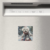 Bichon Frise Dog Riding Motorrad Weihnachten Magnet (In Situ (Geschirrspüler))