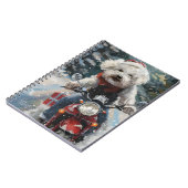 Bichon Frise Dog Riding Motorrad Weihnachten Notizblock (Linke Seite)