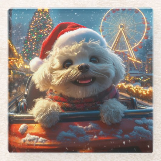 Bichon Frise Dog Roller Untersetzer Weihnachten (Vorderseite)
