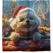 Bichon Frise Dog Roller Untersetzer Weihnachten Duschvorhang (Vorderseite)