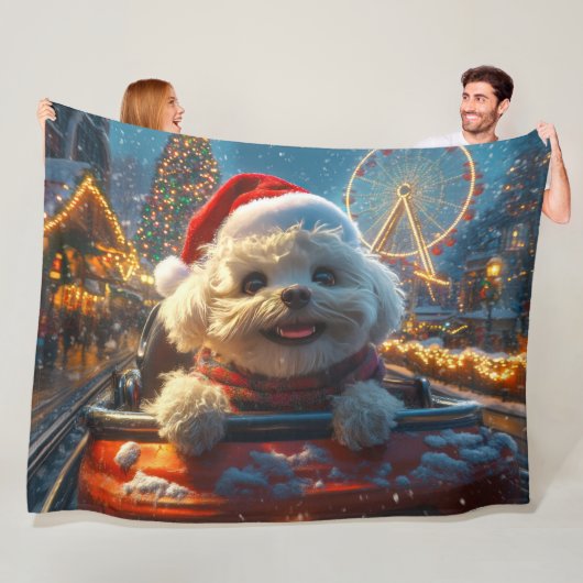 Bichon Frise Dog Roller Untersetzer Weihnachten Fleecedecke (Beispiel)