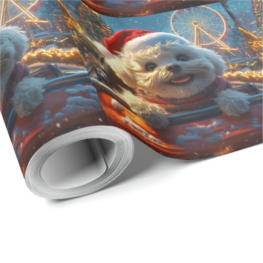 Bichon Frise Dog Roller Untersetzer Weihnachten Geschenkpapier (Rolleneckpunkt)
