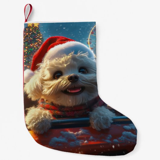 Bichon Frise Dog Roller Untersetzer Weihnachten Kleiner Weihnachtsstrumpf (Vorderseite)