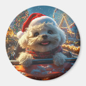 Bichon Frise Dog Roller Untersetzer Weihnachten Magnet (Vorne)