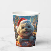 Bichon Frise Dog Roller Untersetzer Weihnachten Pappbecher (Rückseite)