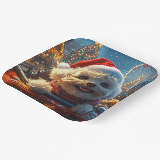 Bichon Frise Dog Roller Untersetzer Weihnachten Pappteller (Gewinkelt)