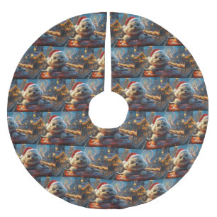 Bichon Frise Dog Roller Untersetzer Weihnachten Polyester Weihnachtsbaumdecke