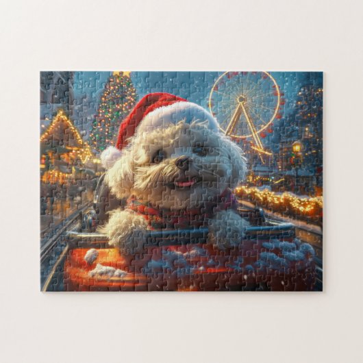 Bichon Frise Dog Roller Untersetzer Weihnachten Puzzle (Horizontal)