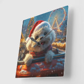 Bichon Frise Dog Roller Untersetzer Weihnachten Quadratische Wanduhr (Winkel)