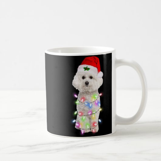 Bichon Frise Dog Santa Christmas Tree Lights Xmas Kaffeetasse (Rechts)