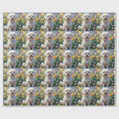 Bichon Frise Dog Spring Blumen Malerei Geschenkpapier (Flach)