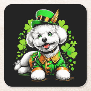 Bichon Frise Dog St Patrick's Day Rechteckiger Pappuntersetzer