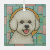 Bichon Frise Dog "Stetted Glass" Ornament Aus Glas (Vorderseite)