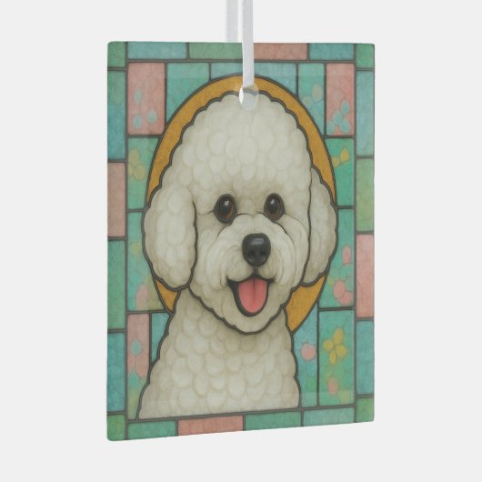 Bichon Frise Dog "Stetted Glass" Ornament Aus Glas (Vorderseite Rechts)