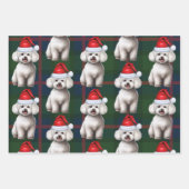 Bichon Frise Dog und Green Kariert Holiday Geschenkpapier Set (Vorderseite 2)