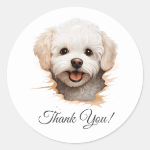 Bichon Frise Dog Vielen Dank Runder Aufkleber
