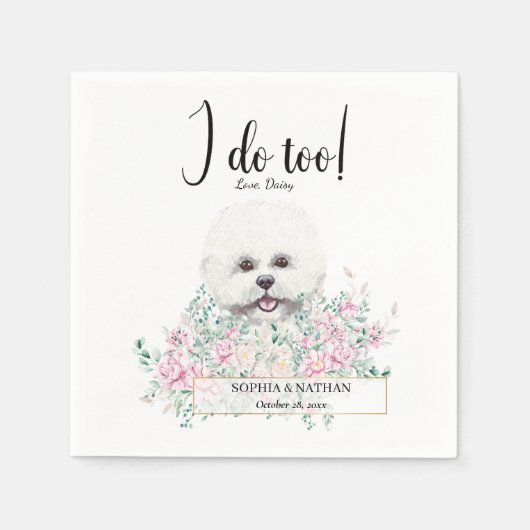 Bichon Frise Dog Wedding Cocktail Napkins Serviette (Vorderseite)