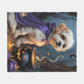 Bichon Frise Dog Whimsical Halloween Malerei Fleecedecke (Vorderseite (Horizontal))