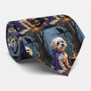Bichon Frise Dog Whimsical Halloween Malerei Krawatte