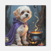 Bichon Frise Dog Whimsical Halloween Malerei Magnet (Vorne)