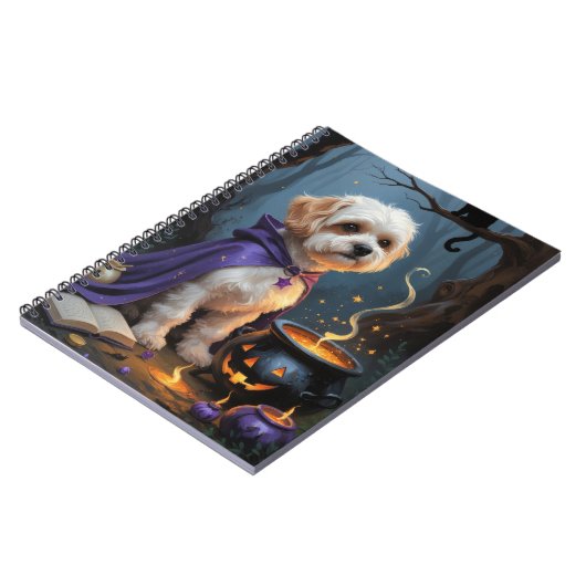 Bichon Frise Dog Whimsical Halloween Malerei Notizblock (Linke Seite)
