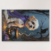 Bichon Frise Dog Whimsical Halloween Malerei Puzzle (Horizontal)