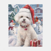 Bichon Frise Dog Winter Wonderland Weihnachtsfreud Fleecedecke (Vorderseite)