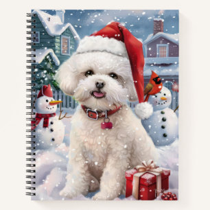 Bichon Frise Dog Winter Wonderland Weihnachtsfreud Notizblock
