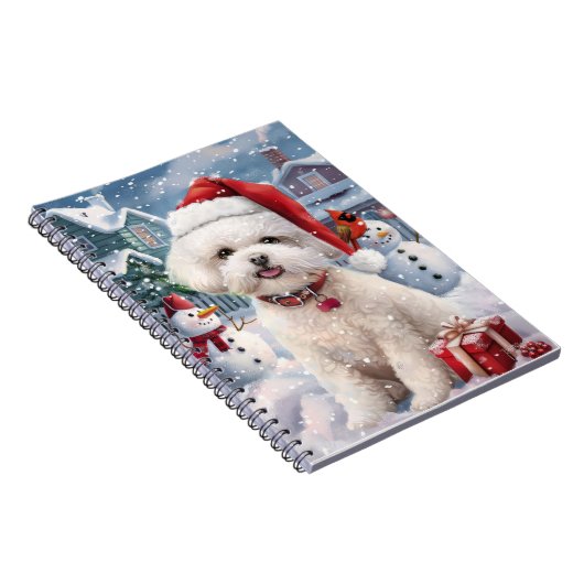 Bichon Frise Dog Winter Wonderland Weihnachtsfreud Notizblock (Rechte Seite)