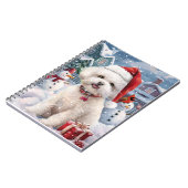 Bichon Frise Dog Winter Wonderland Weihnachtsfreud Notizblock (Linke Seite)