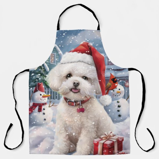 Bichon Frise Dog Winter Wonderland Weihnachtsfreud Schürze (Vorderseite)