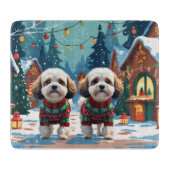 Bichon Frise Dogs Christmas Snow Holiday Schneidebrett (Vorderseite)