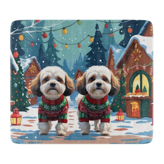 Bichon Frise Dogs Christmas Snow Holiday Schneidebrett (Vorderseite)