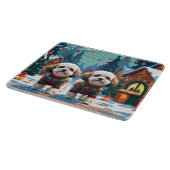 Bichon Frise Dogs Christmas Snow Holiday Schneidebrett (Ecke)