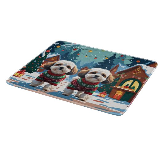 Bichon Frise Dogs Christmas Snow Holiday Schneidebrett (Ecke)
