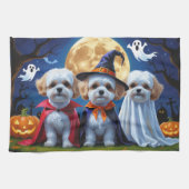 Bichon Frise Dogs Pumpkin Halloween Funny Geschirrtuch (Horizontal)