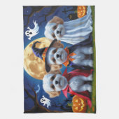 Bichon Frise Dogs Pumpkin Halloween Funny Geschirrtuch (Vertikal)