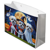 Bichon Frise Dogs Pumpkin Halloween Funny Große Geschenktüte (Rückseite Schrägansicht)