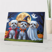 Bichon Frise Dogs Pumpkin Halloween Funny Karte (Vorderseite)