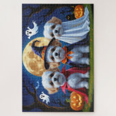 Bichon Frise Dogs Pumpkin Halloween Funny Puzzle (Vertikal)