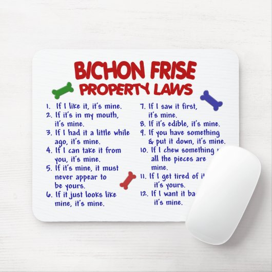 BICHON FRISE Eigentums-Gesetze 2 Mousepad (Mit Mouse)